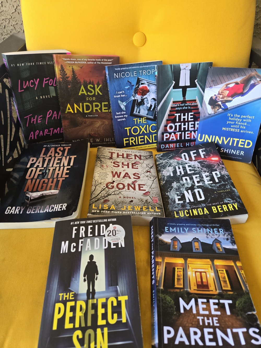 Mystery Thriller Book Bundle - Yellow Cover Accents. 10 Books! All Paperback